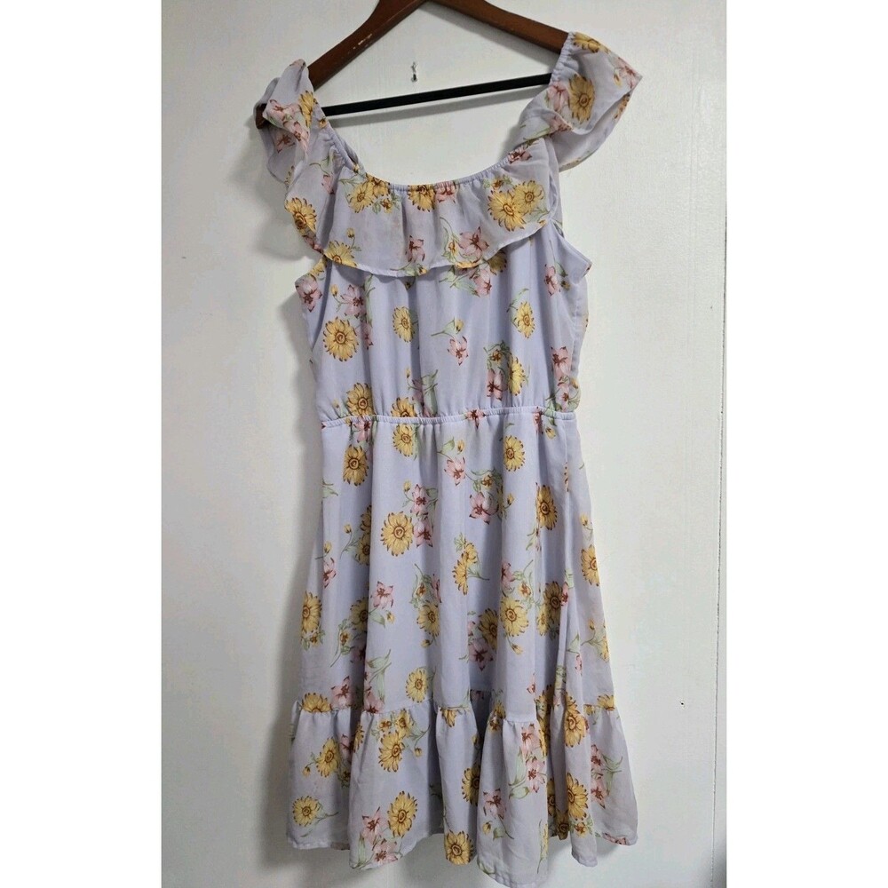 Childrens Place Adult Womens Dress L Midi Purple Floral Boho Cottagecore Flower